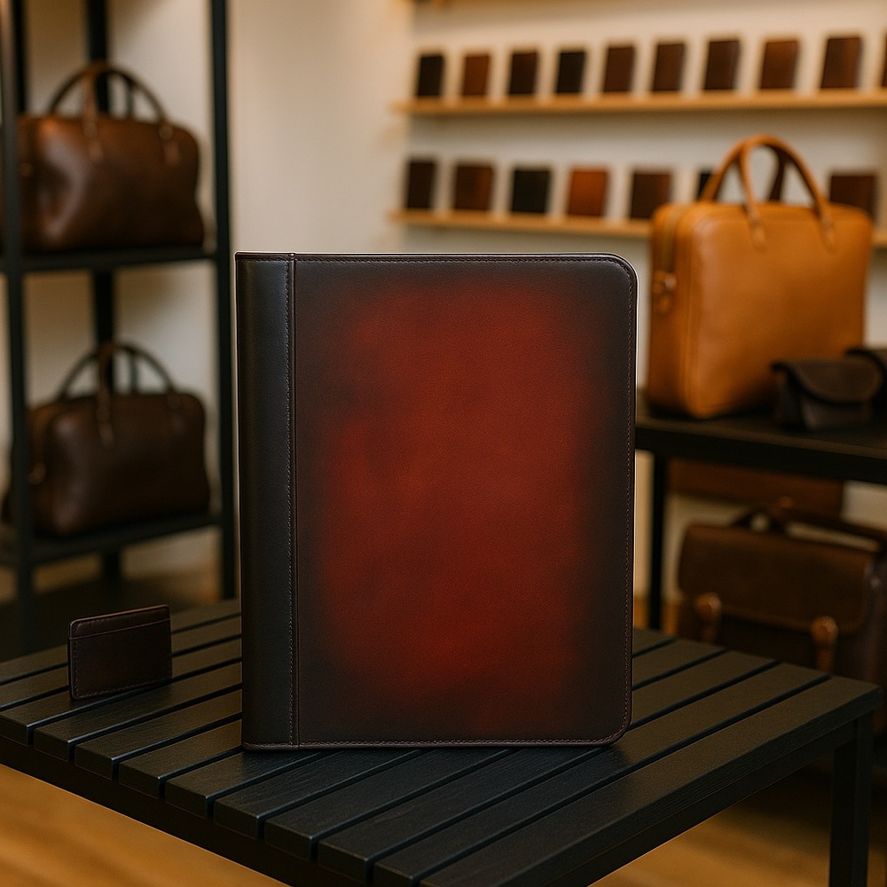 Sleek OxBlood Patina Leather Briefcase